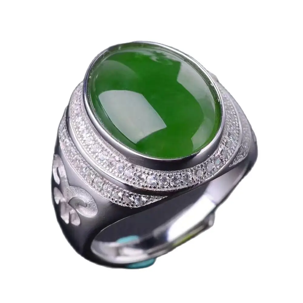 

KJJEAXCMY Fine jewelry 925 silver inlaid colorful natural jade ring men and women