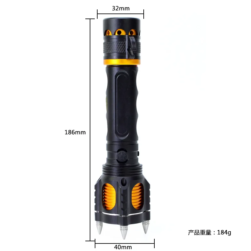 Lomon светодиодный фонарик высокой мощности Cree XML T6 фонарь для самообороны шипы