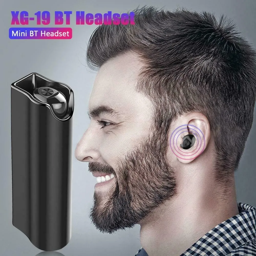 100 шт XG-19 Bluetooth 5,0 Беспроводные спортивные наушники мини долгий режим ожидания беспроводная гарнитура