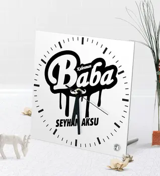 

Personalized Hero Father Desktop Square Glass Clock