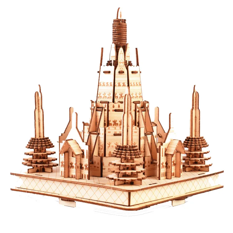 Тайский стиль B здание 3D модель DIY трехмерная головоломка лазерная обработка