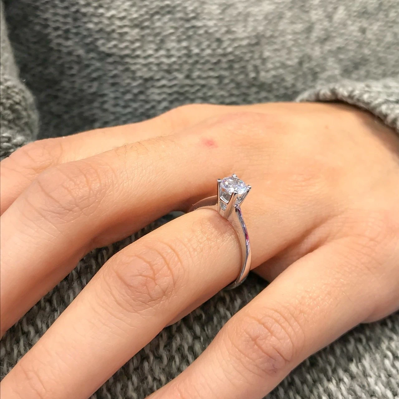 Anillo de circonita de plata de compromiso de 5 mm modelo de blanco| Anillos| -