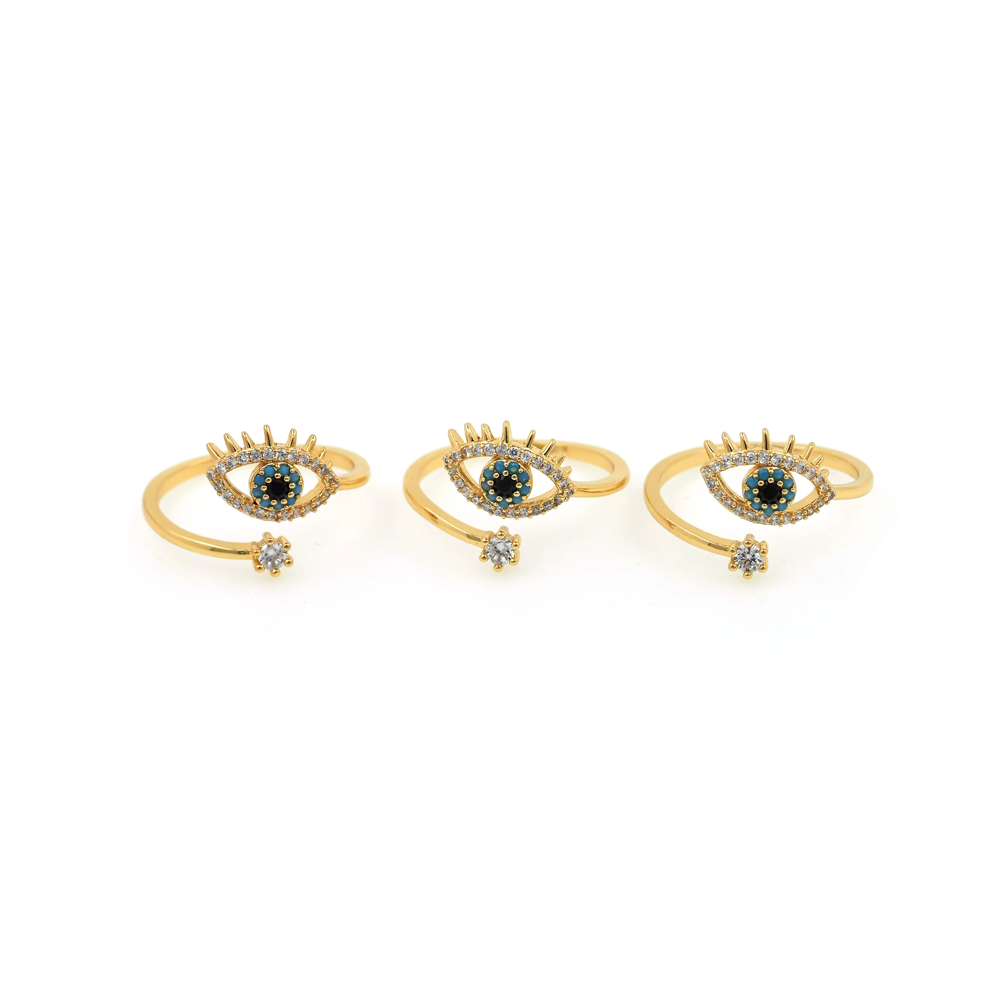 

Punk Style Lucky Sapphire Zircon Ring Charm CZ Gold Ladies Exquisite Evil Eyes Open Adjustable Engagement Jewelry