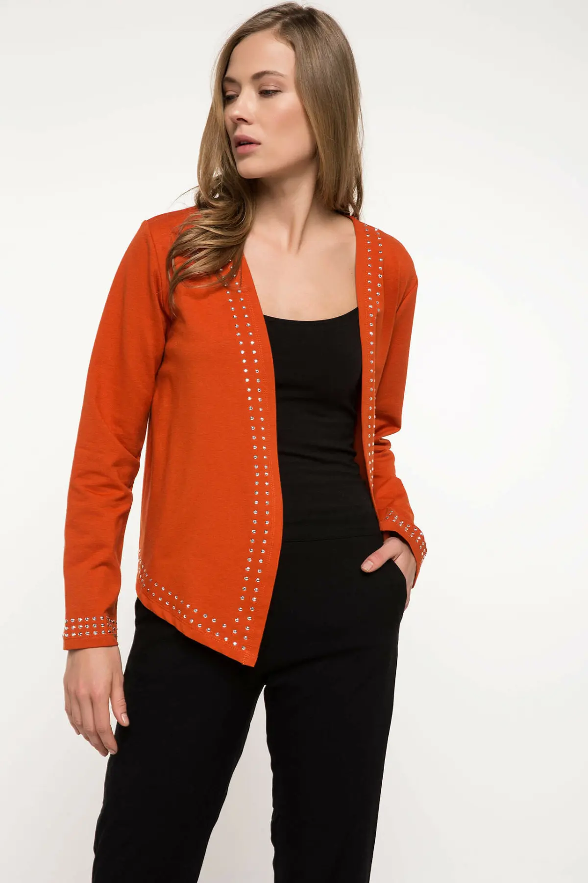 

DeFacto Women Spring Autumn Casual Jackets Women Black Orange Color Coats Female Long Sleeve Jackets-J0076AZ18SP