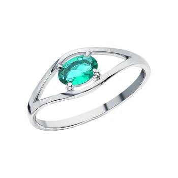 

Silver ring with emeralds synthetic sunlight sample 925