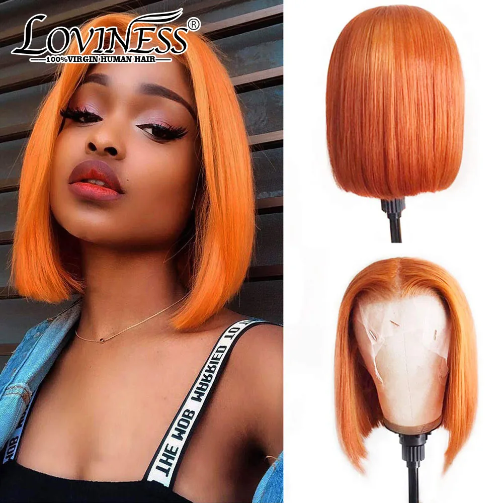 Frente do Laço Perucas de Cabelo Brasileiro do Laço Cinza Curto Peruca 180% Densidade Parte Livre Humano Ombre Destaque Reto Perucas 13x4 Bob 15 High Quality Apliques e perucas