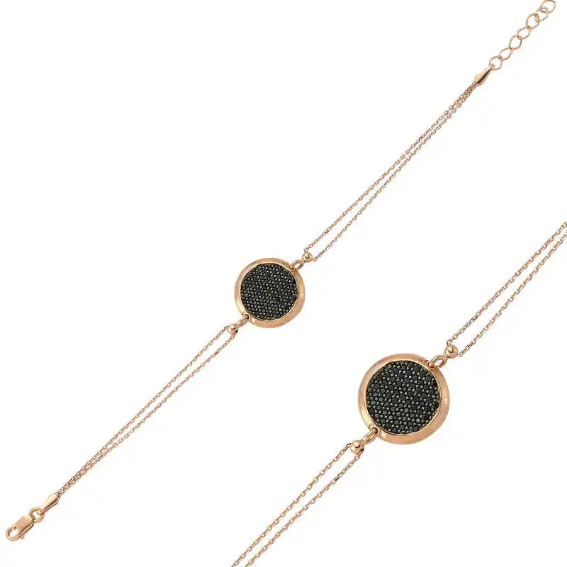 

Silver Black Stone Round Bracelet