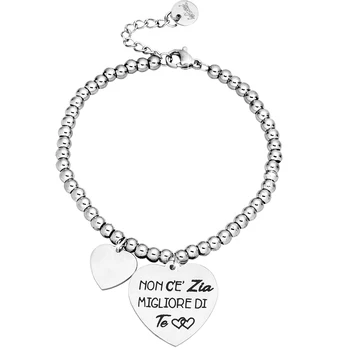 

Bracciale in acciaio con incisione nera - "Non c'è zia migliore di te"