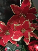 Glitter Artificial-Flowers Christmas-Ornaments Party-Decoration Wedding Home 5/10pcs