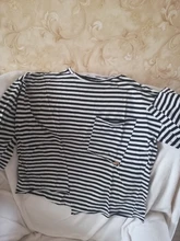 Camiseta informal holgada de manga larga para mujer, ropa de algodón con 100% y bolsillos grandes, cuello redondo, a rayas, para primavera y otoño, V218