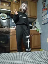 QWEEK-pantalones de pierna ancha estilo Punk Hippie para mujer, ropa de calle Harajuku gótico, estilo de calle de Anime, estampado gótico negro, Hip Hop