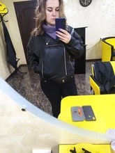 Jacket Women Basic-Coat Moto Aelegantmis Faux-Leather Plus-Size Winter Outerwear Autumn