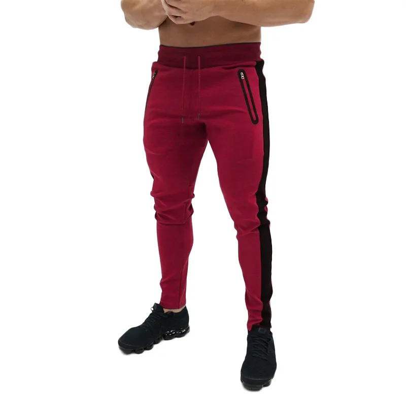 Autumn Men's Sport Jogging Trousers Casual Knitted Trousers With Zipper Pockets Solid Color sport jogging trousers