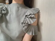 Kuzuwata-camisas japonesas para mujer, blusas con pliegues, hombros descubiertos, tejido sólido, primavera y otoño, 2021