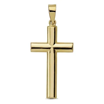 

Cross Pendant 18k gold smooth 25mm. Stick oval Simple unisex smooth