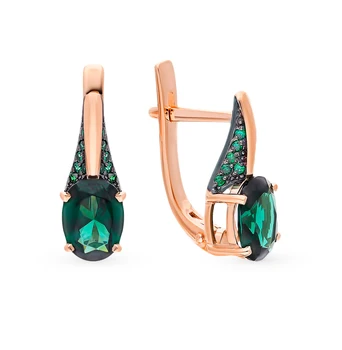 

Gold earrings with tourmaline and cubic zirconia sunlight sample 585