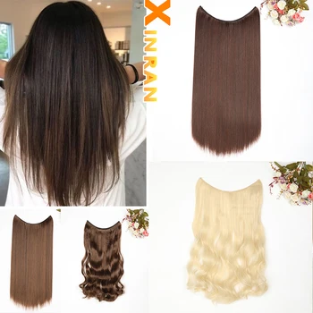 

XINRAN Straight Fishline Wave Fishline Wig Hair Extensions Pure Color Hair Extension Wig High Temperature Hair Extension