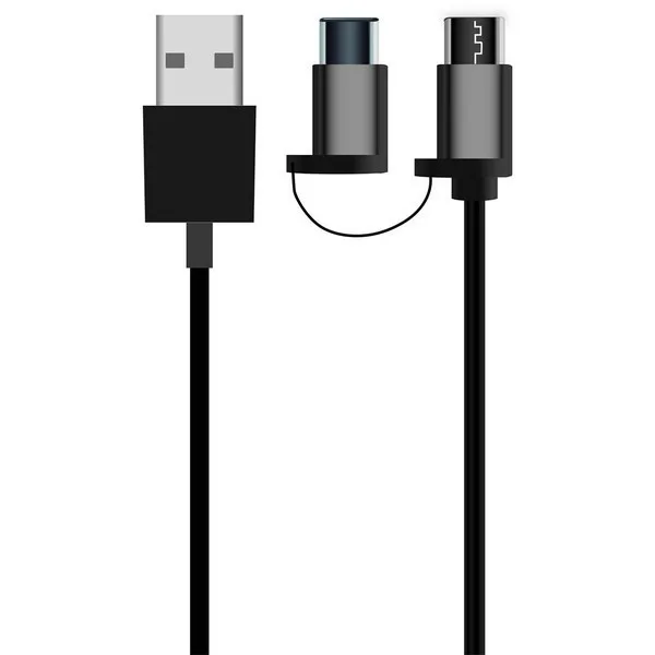 USB кабель для Micro USB и USB C 1 м черный