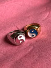 JUST FEEL-anillos de Metal de Color dorado 2020 para mujer, joyas coreanas, con Margarita esmaltada, corazón de tulipán, Yin y Yang, joyería