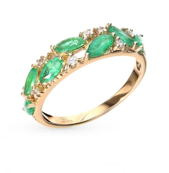 

Gold ring with emeralds and diamonds sunlight sample 585