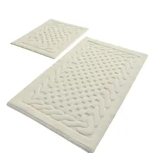 Коврики для ванной нескользящие Противоскользящие коврики Нескользящие противоскользящие бамби хлопок Экрю 2'Li набор 60X100 см-50X60 см