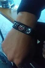 HEYu-pulsera trenzada de cuero con personaje de dibujos animados, brazalete de aleación, joyería para disfraz