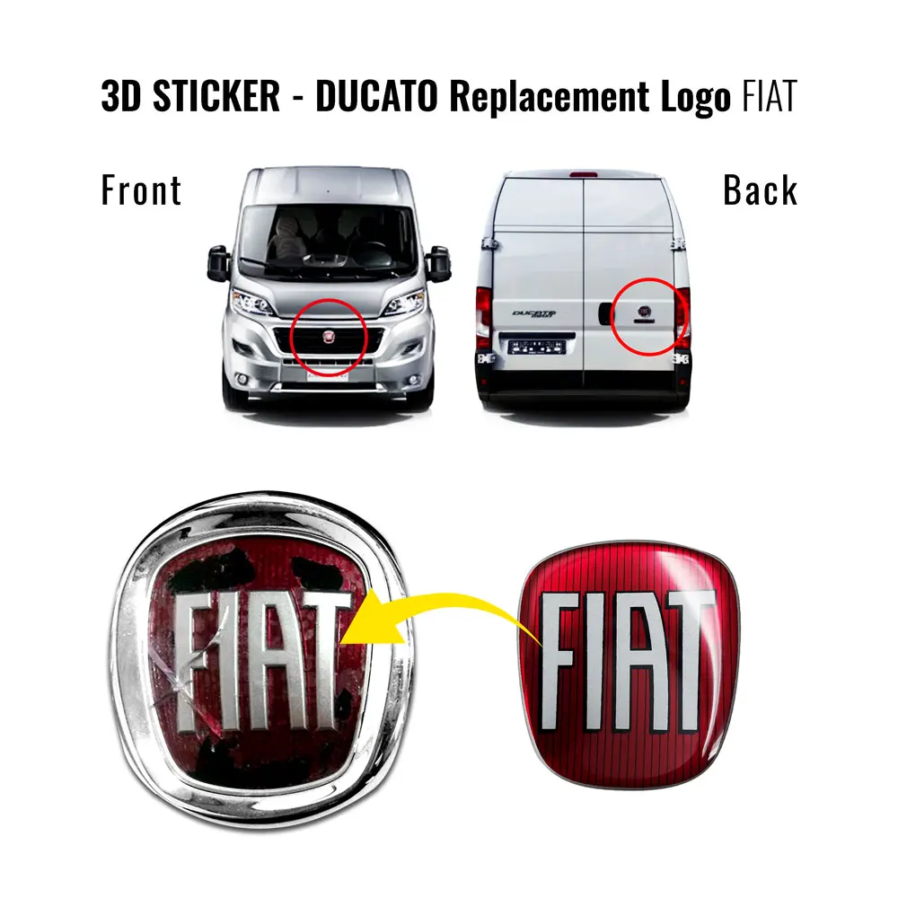 AMS 14237 Autocollant de Rechange pour Fiat Professional 3D Logo pour Ducato 