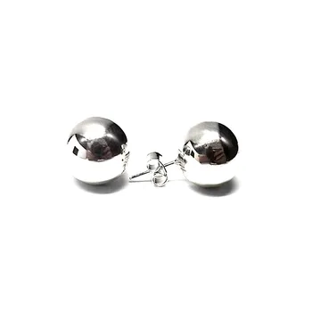 

Sterling silver earrings 925m smooth ball 14mm. [AB1205]