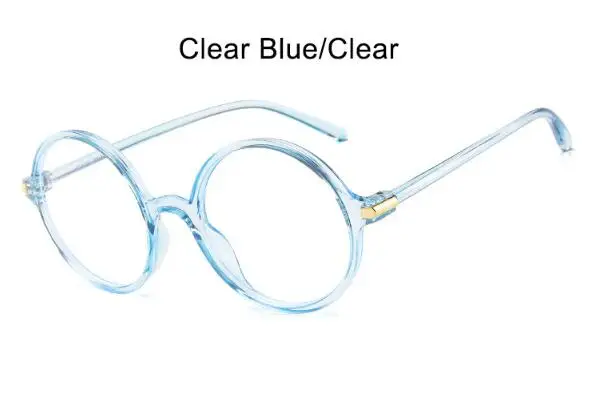 blue clear Пластиковые круглые очки в Корейском стиле, черная оправа для очков, женские винтажные модные очки, прозрачные мужские очки oculos de grau - Цвет оправы: blue clear