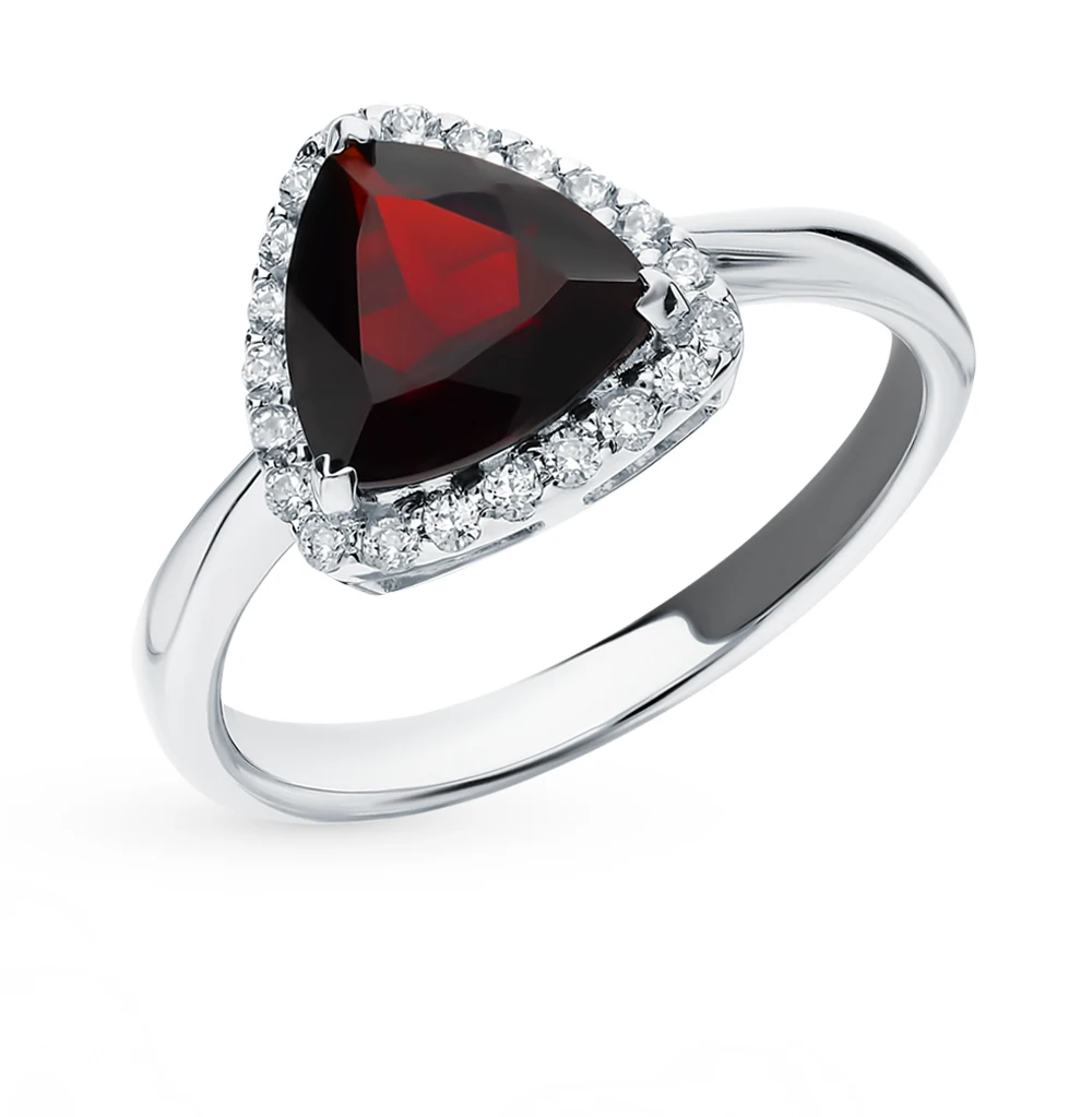 Silver ring with cubic zirkonia and Garnet SUNLIGHT test 925