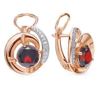 

Silver earrings with cubic zirconia and Garnet sunlight sample 925