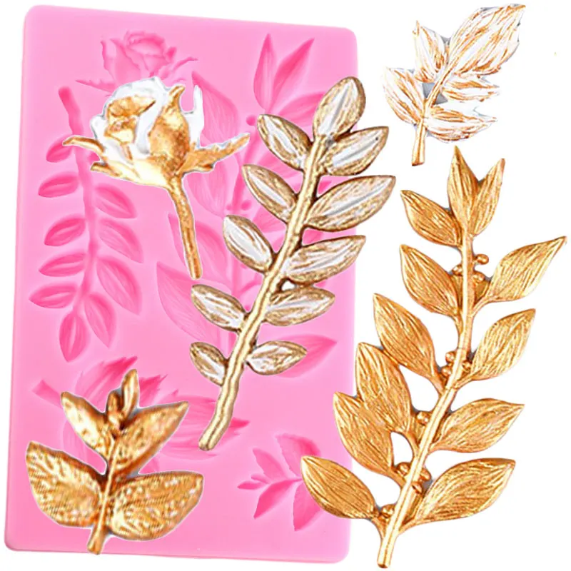

Leaves Silicone Mold Relief Cake Border Fondant Cake Decorating Tools DIY Chocolate Gumpaste Moulds Polymer Clay Candy Molds