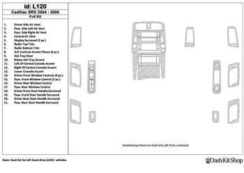 

Interior trim for Cadillac SRX 2004-2006. Set L120.
