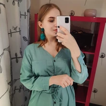 Tunic Beach Cover-Up Sarong Kaftan Swim-Wear Long Cotton -Q1111 Saida-De-Praia Vestido