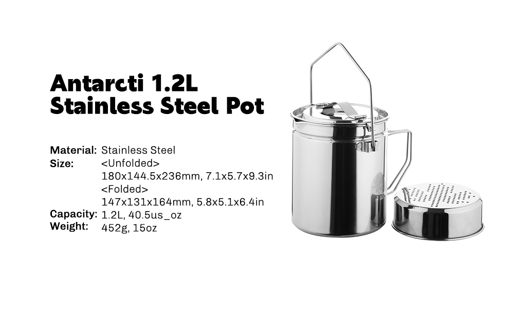 Fire-Maple Antarcti Portable 1 Liter Lightweight Stainless Steel Camping  Kettle | Durable and Portable Camp Tea Pot | Ideal for Bushcraft and  Outdoor