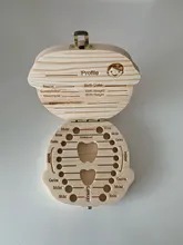 Caja de dientes de madera para bebé, organizador para guardar dientes de leche, idioma español e inglés, Umbilica, guardar regalos