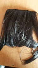 Leeons-postizo corto de pelo sintético para mujer, postizo resistente al calor, con flequillo, corto Natural, pinzas para el pelo, color negro