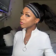 Headband Wig Human-Hair Body-Wave Full-Machine High-Density Women for Designer