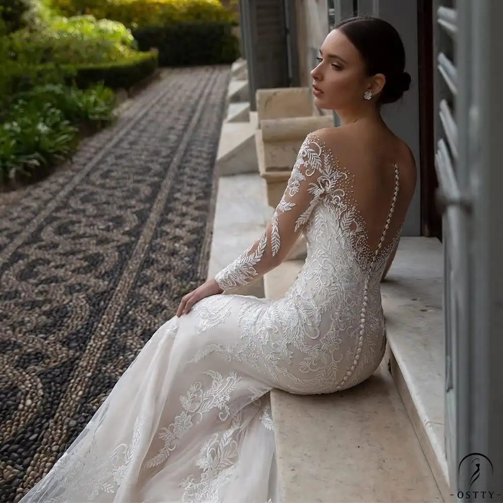 Mermaid Lace Wedding Dress Custom Made 