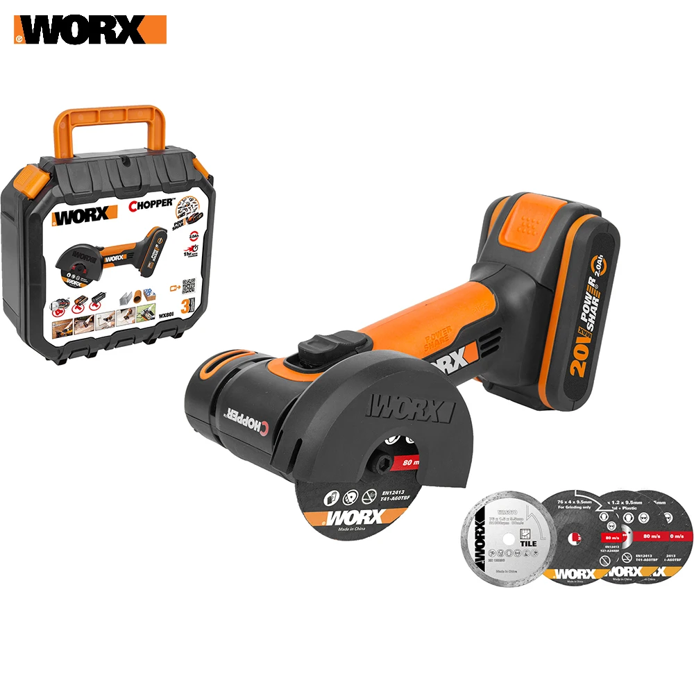 Угловая шлифмашина аккумуляторная WORX WX801 кейс