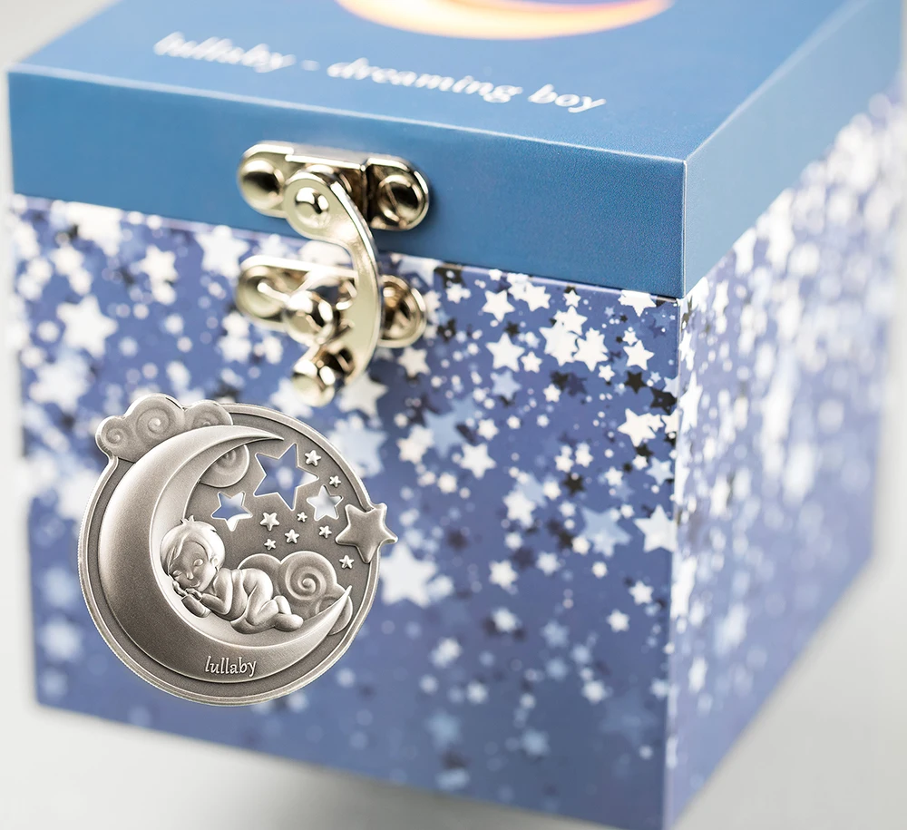 LULLABY Dreaming Boy 1 Oz Серебряная монета 5$ Острова Кука
