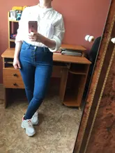 Pencil Jeans Pants Tight-Trousers Slim-Fit Four-Buttons Skinny Stretch Denim Vintage