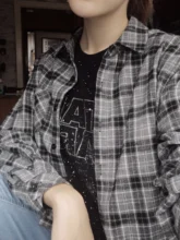 Plaid Shirt Blouse Women Tops Blusas Long-Sleeve Loose Flannel Plus-Size Cotton New-Brand