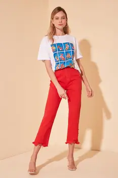 

Trendyol Pettitoes Ripped Detailed High Bel Straight Jeans TWOSS20JE0398