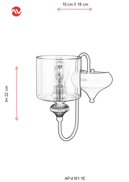 AVONNI AP-4161-1E античное покрытие бра, E27, металл, стекло