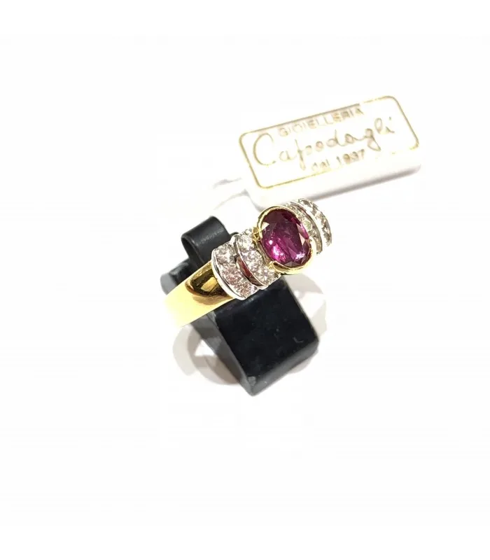 CAPODAGLI кольцо из желтого золота Рубин 0, 72CT и бриллиантами