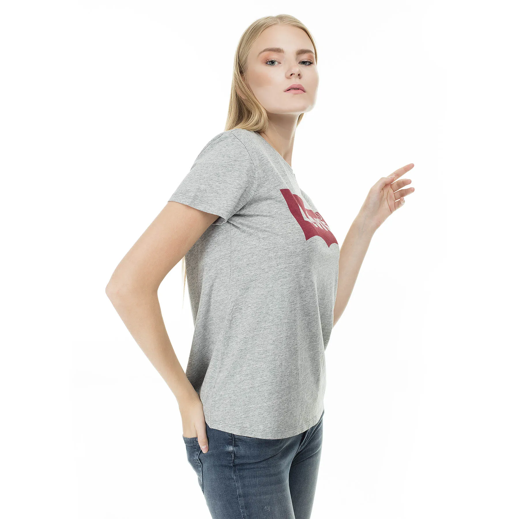 Женская хлопковая футболка Levi's Basic с круглым вырезом и коротким рукавом модная