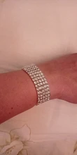 Pulsera elástica con diamantes de imitación de cristal para mujer, brazalete de oro ostentoso, joyería nupcial para boda, 4/5/8 filas