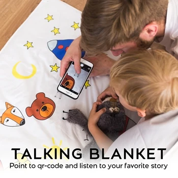 

Kajka Blanket for Newborn, Infant and Baby for Natural Cotton with Pictures of Animals and Transport, Music Player Suitable for Bed, Stroller. 80x100, 110x140