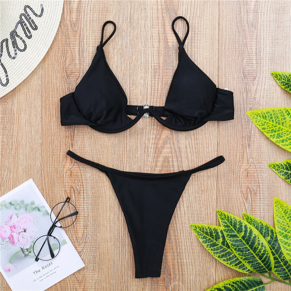 BX003CN Black Melphieer XO набор бикини купальники без косточек для девочек купальник на тонких бретельках купальный костюм подушечки Biquini пляжная одежда Монокини Мода - Цвет: BX003CN Black